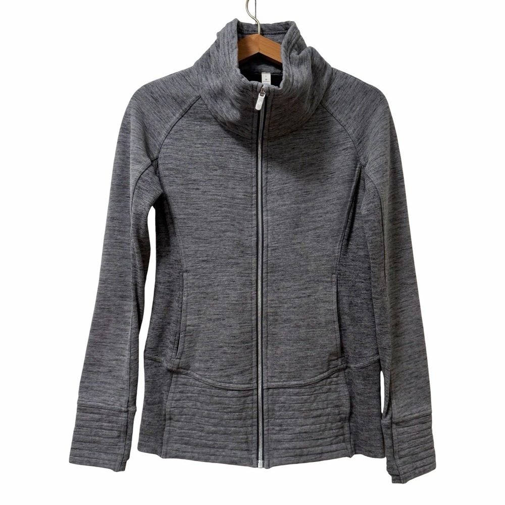 Lululemon Womens Radiant II Full Zip Jacket Size 6 Grey Heather Funnel Neck